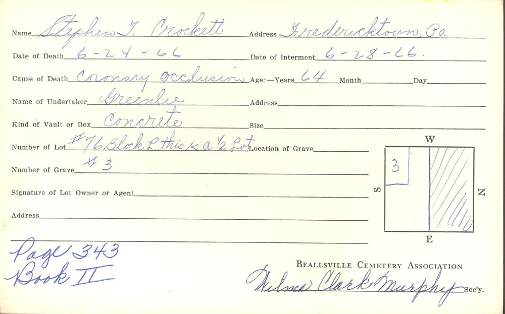 burial card